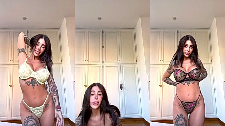naked Alex Mucci wearing her lingerie in onlyfans leaked video