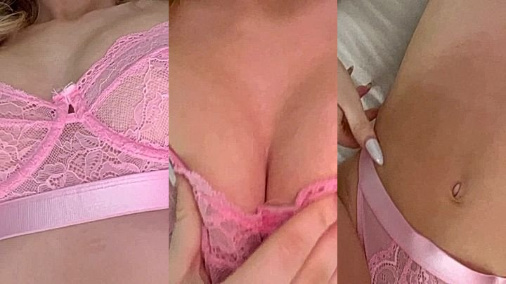 Autumren teasing in a sexy pink lingerie