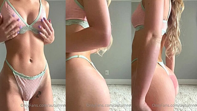 petite Autumren shaking her small ass in a sexy lingerie
