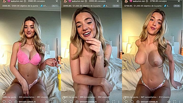 Autumren sucking on a big dildo and dildo stripping her sexy lingerie