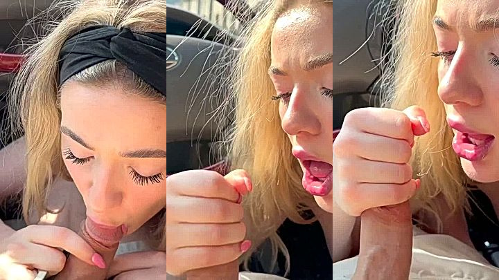 Autumren teasing her pussy and sucking a dick in the car