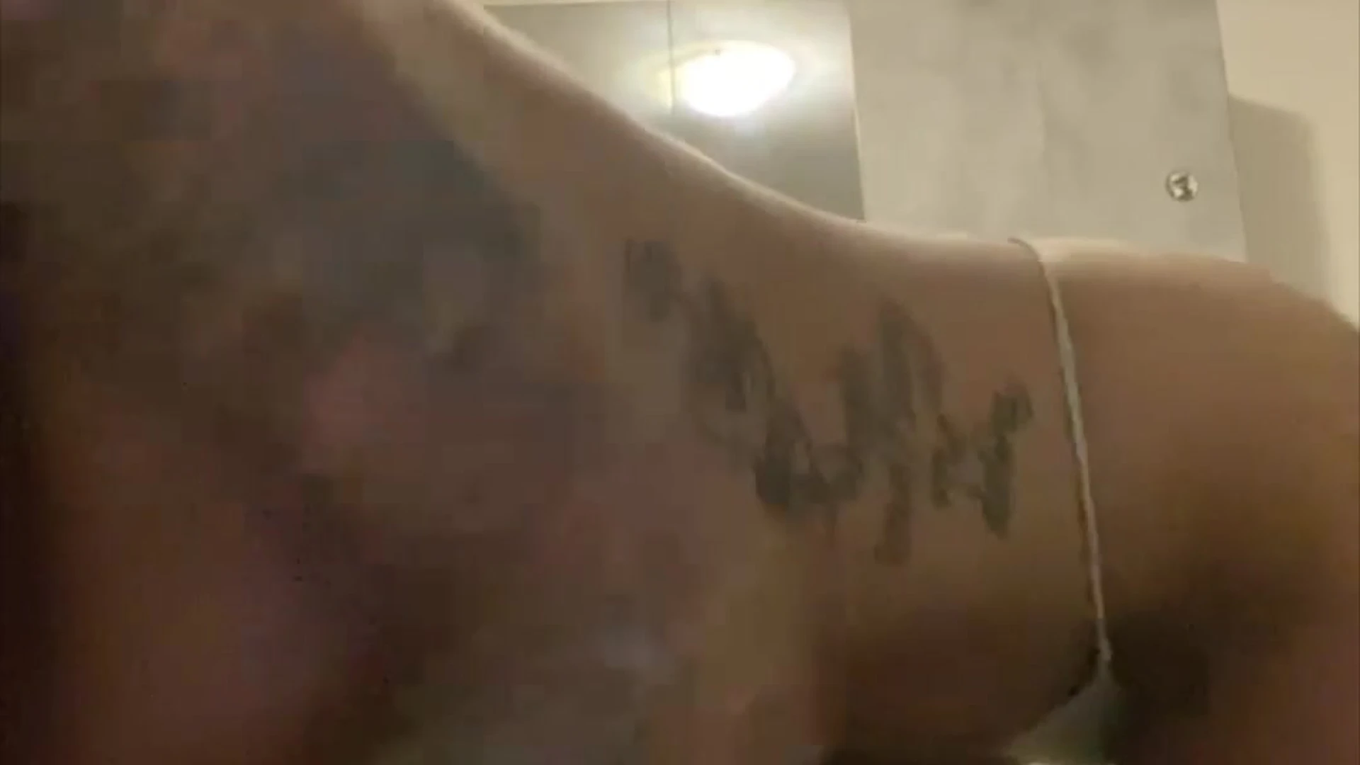 big tits Alex Mucci sucking on a huge black dildo