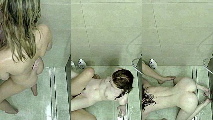 2 sexy naked model in the shower kissing and sucking pussy in Freya Mayer leaked video