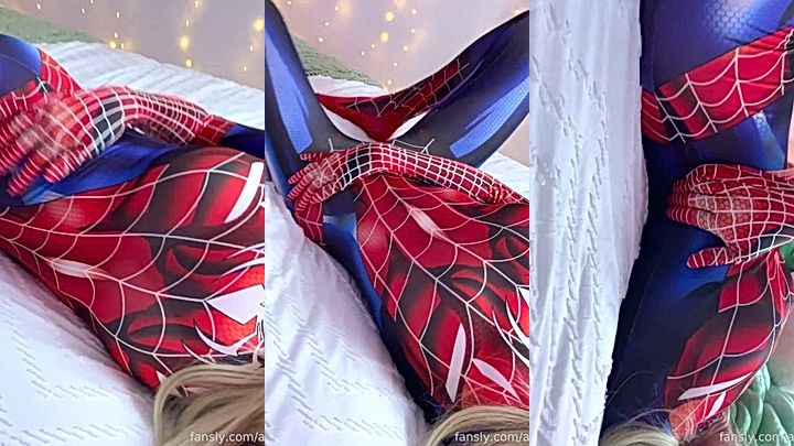 sexy Ari Baby in a spiderman custume teasing on camera