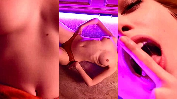 nude Freya Mayer teasing and playying with her small tits and pussy