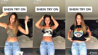 sexy slim model Jessgeng posing on camera changing clothes