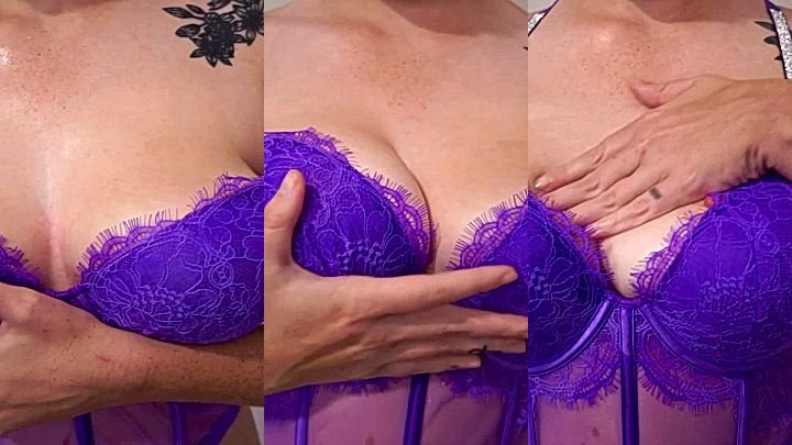onlyfans leaked solo tease video sueezing her oily tits on camera