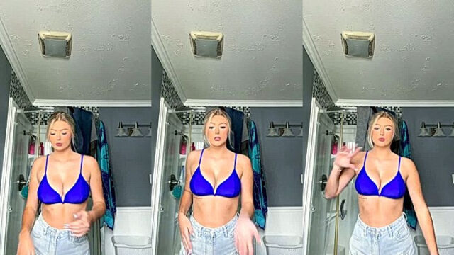 onlyfans leaked video of Hailey Sigmond dancing wearing a blue bra