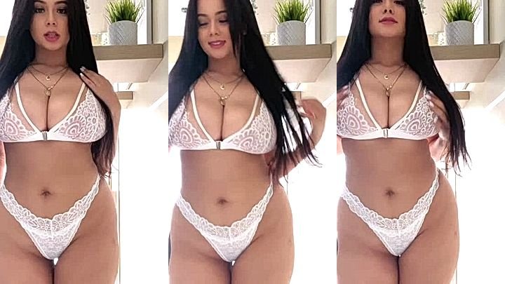 AudryAdames dancing wearing a sexy white lingerie in onlyfansleaked video