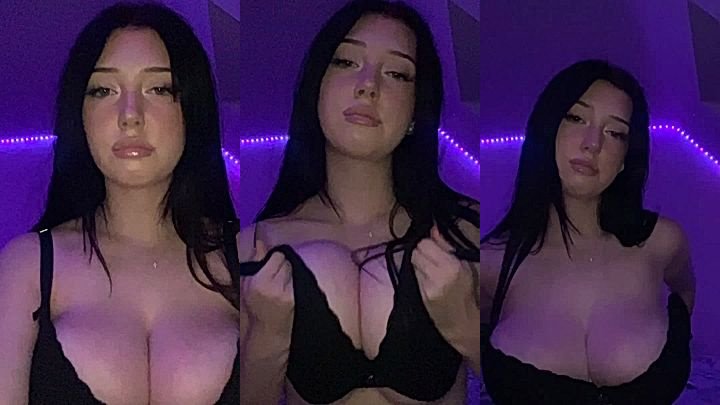 Layla Dream removed her bra to play with her big tits