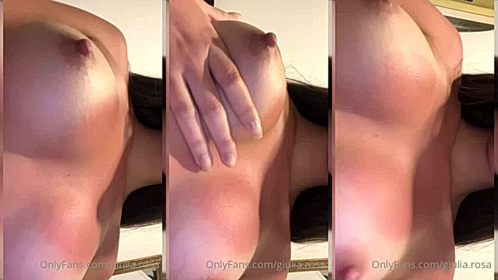 nice and perfect perky tits of Giulia Rosa showing on camera in leaked video