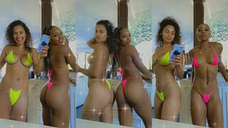 2 sexy models posing wearing sexy lingerie in Qimmah Russo onlyfans leaked video