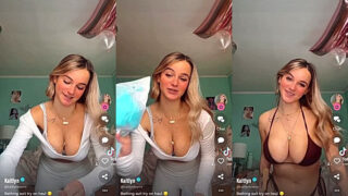 Kaitlyn Krems taliking to her fans and changing into sexy lingerie on camera
