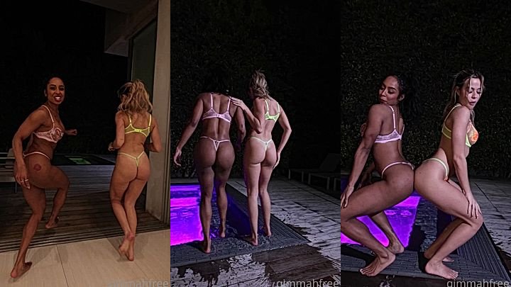 2 sexy model in a sexy lingerie catwalking and shaking their small ass in Qimmah Russo leaked video