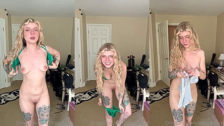 Imsadspice stripping her cloth naked and wearing a lingerie on camera