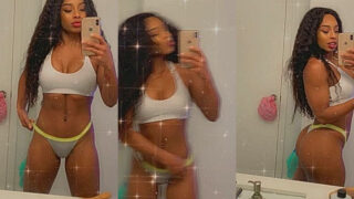 Qimmah Russo taking a selfie in a sexy lingerie