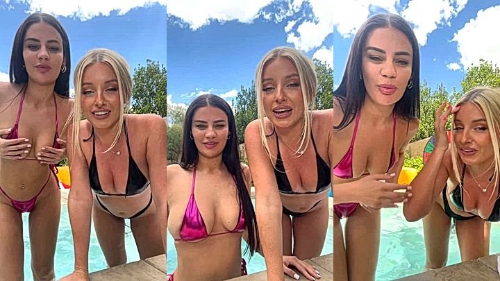 onlyfans leaked video of Charlotte Parkes and another model in sexy bikini showing off their ass