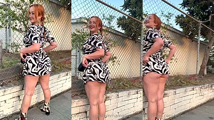 Emma Magnolia onlyfans pulls up her cloth to show off her big ass