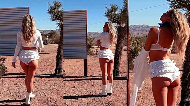 onlyfans leaked tease video of Hannah Palmer stripping her cloth outdoor