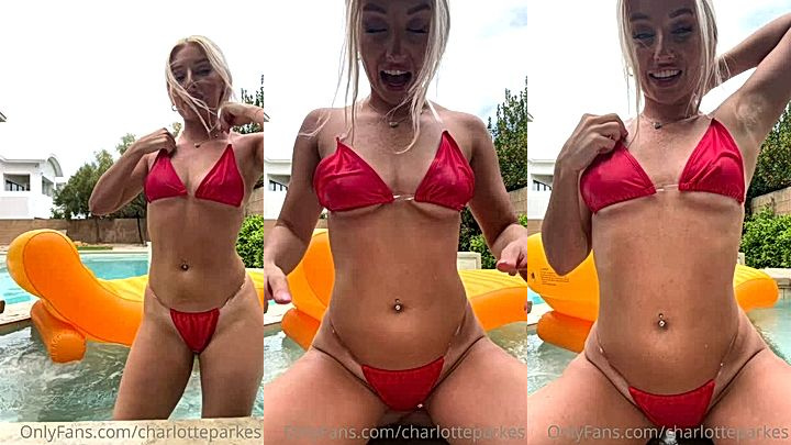 sexy Charlotte Parkes in a bikini shaking her ass on camera