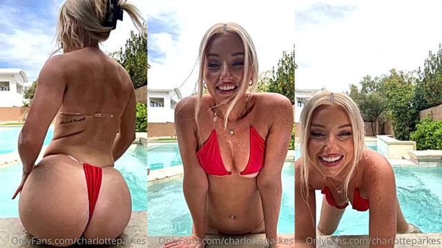 Charlotte Parkes in the pool wearing a sexy bikini