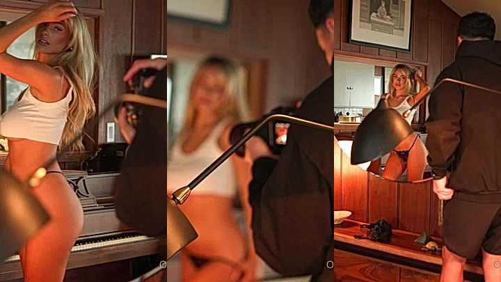 onlyfans Hannah Palmer posing for a photoshoot in leaked video