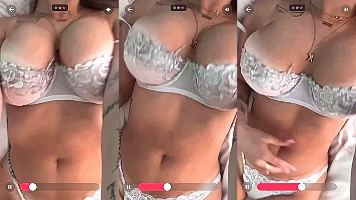 onlyfans leaked xxx video of Kaitlyn Krems lying on the bed shaking her big tits