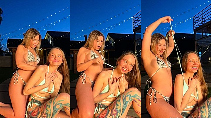 2 sexy model playing and stripping their bras in newly leaked  video