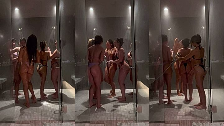 5 sexy models in lingerie playing in the shower newly leaked Aishah Sofey video