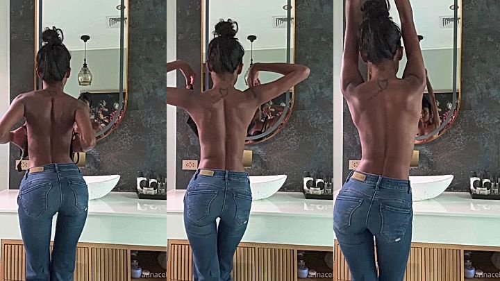 sexy slim Anna Celeste covering her small tits in new tease video