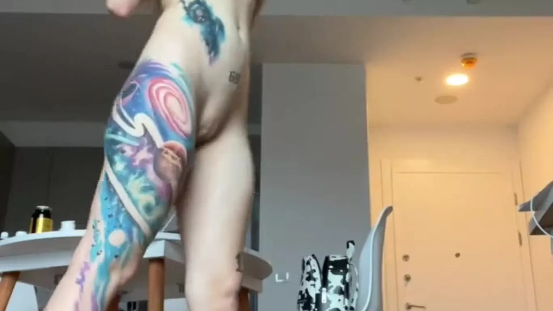 naked Baby Riley catwalking and posing showing off her small ass