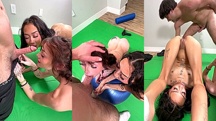 2 sexy model getting fucked by their trainer in newly leaked Shrooms Q